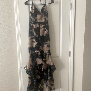 Black floral high low dress